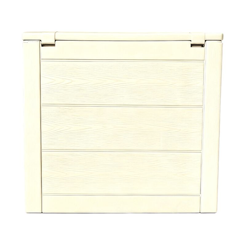 Záhradný úložný box, béžový, 120 l, s dekorom dreva