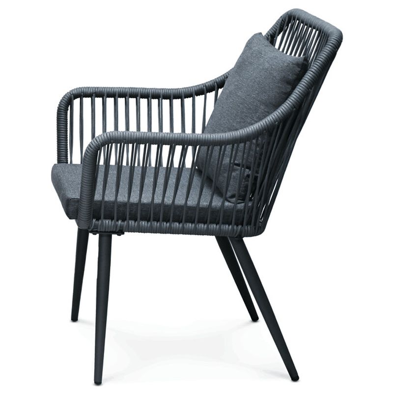 Záhradný set 1+2, sivý, polyratan, látka, solárne podsvietenie