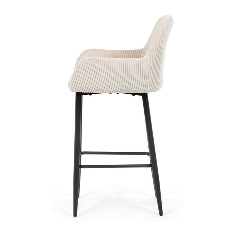 Moderná barová stolička, béžová manšestrová látka