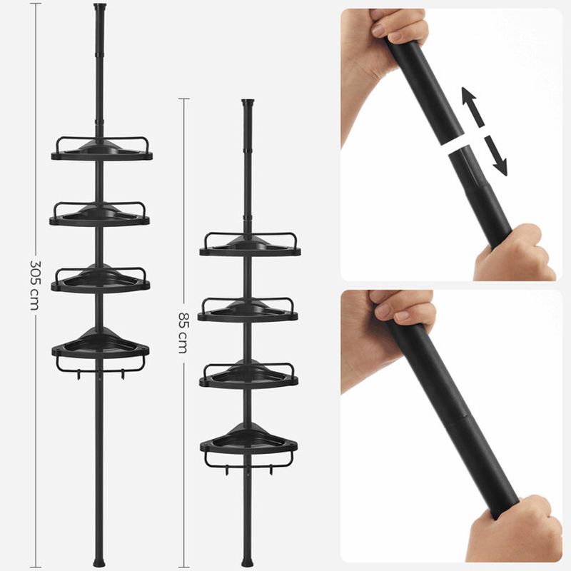 Kúpeľňová rohová polica čierna, plast