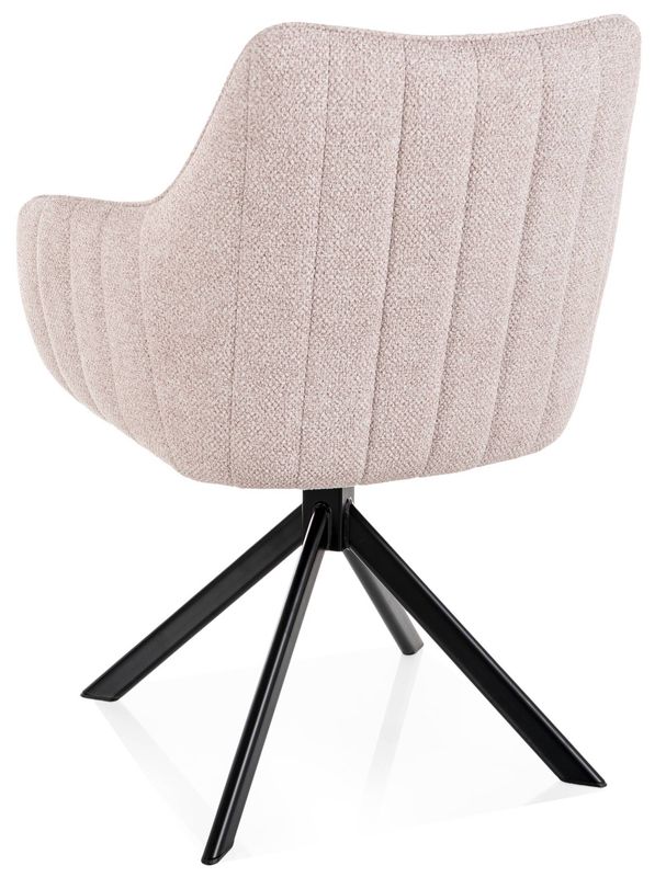 Otočná jedálenská stolička s lakťovými opierkami, svetlá béžová látka