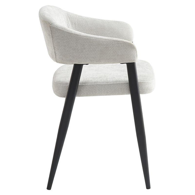 Dizajnové jedálenské kreslo svetlosivá látka s čiernymi kovovými nohami
