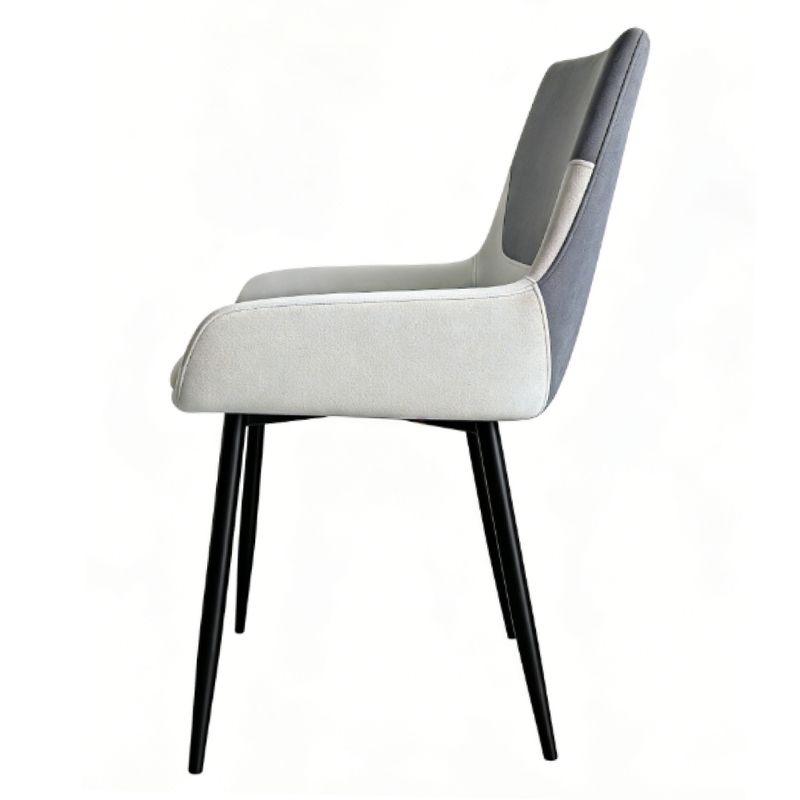 Jedálenská stolička tmavosivá a svetlosivá látka s čiernymi kovovými nohami
