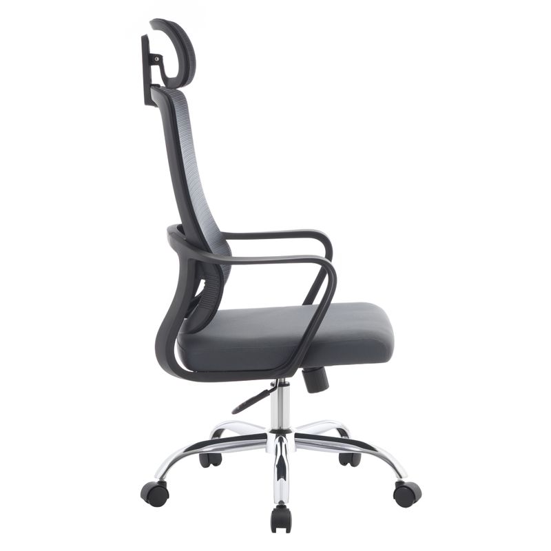 Kancelárske kreslo sivé s čiernou sieťovinou a chrómovou podstavou