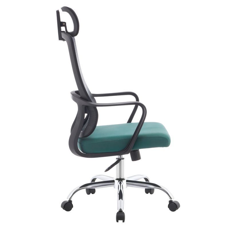 Kancelárske kreslo, zelené s čiernou sieťovinou a chrómovou podstavou