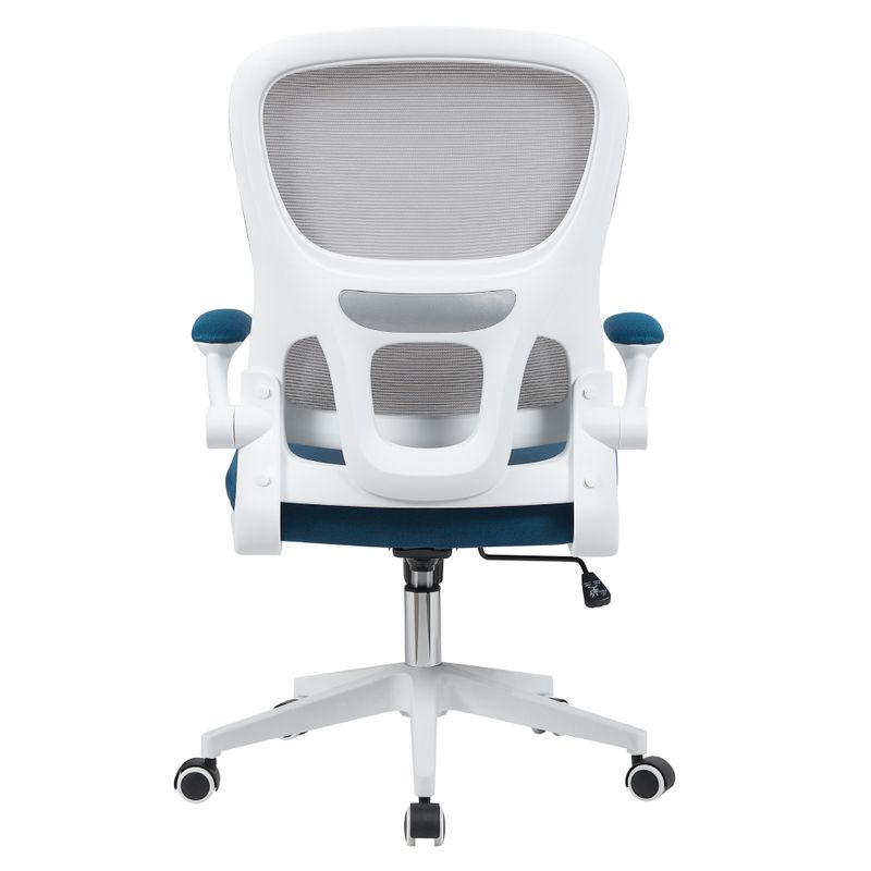 Kancelárske kreslo, petrolejové s hnedou sieťovinou a bielou podstavou