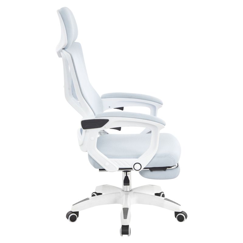 Ergonomické kancelárske kreslo s podnožkou, svetlosivé, biele