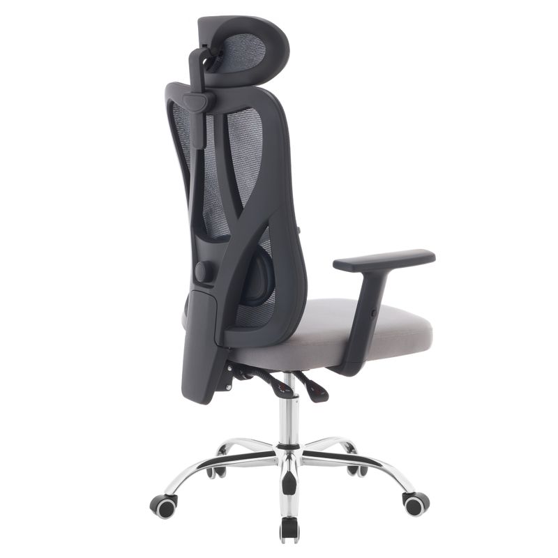 Ergonomické kancelárske kreslo, svetlosivé s tmavosivou sieťovinou a chrómovou podstavou