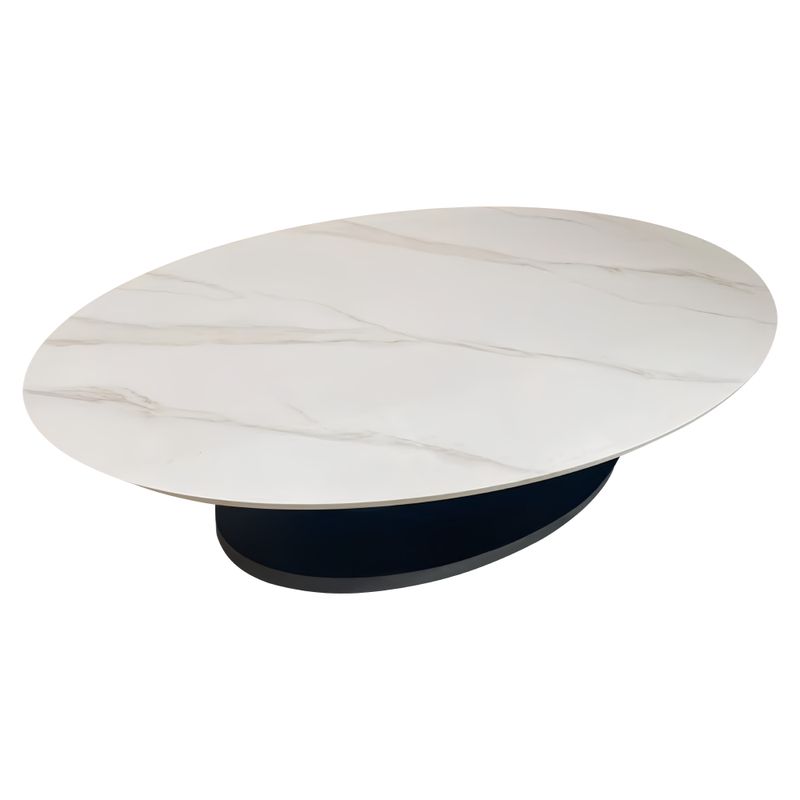 Luxusný konferenčný stolík, s imitáciou mramoru, čierno-biely