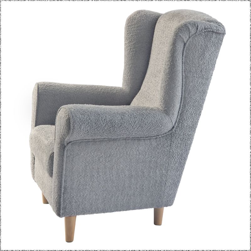 Dizajnový ušiak, sivý v látke Coral Bouclé