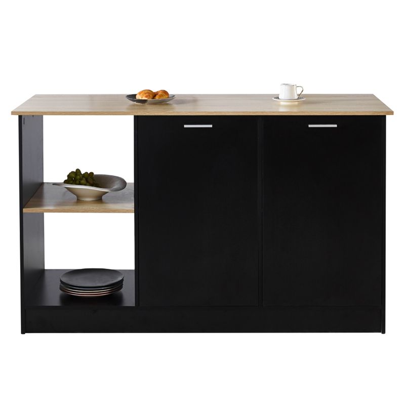 Štýlový kuchynský ostrovček, dub, čierny, s úložným priestorom