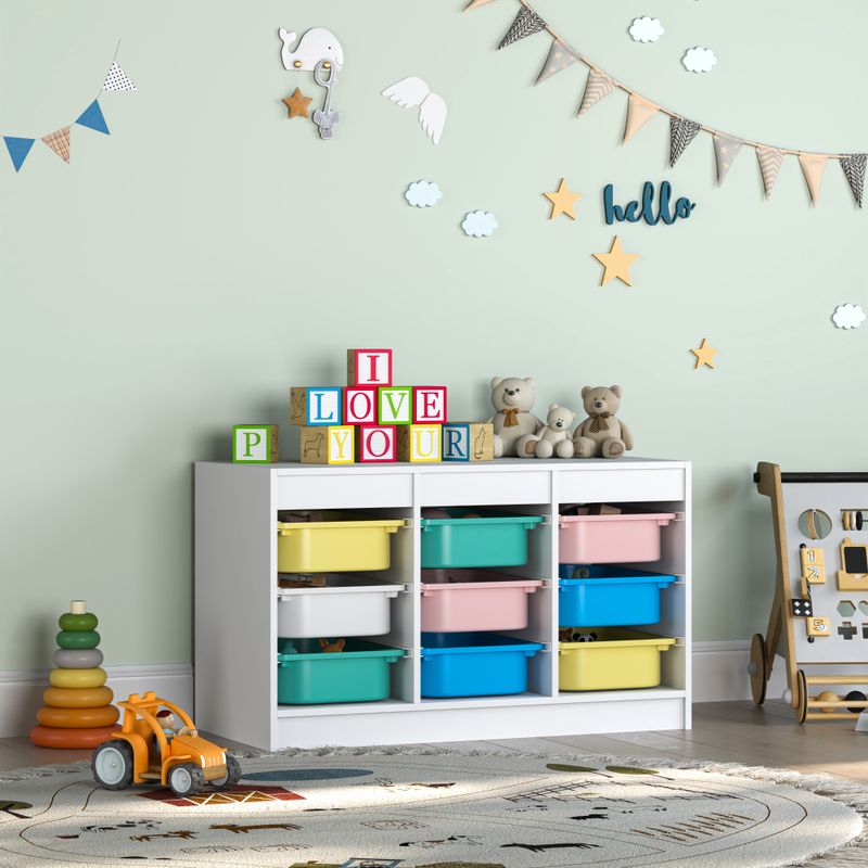 Organizér s úložnými boxami, biely, mix farieb