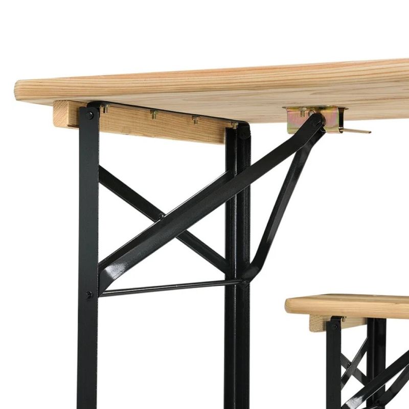 Pivný set 1+2, prírodné drevo, čierny kov