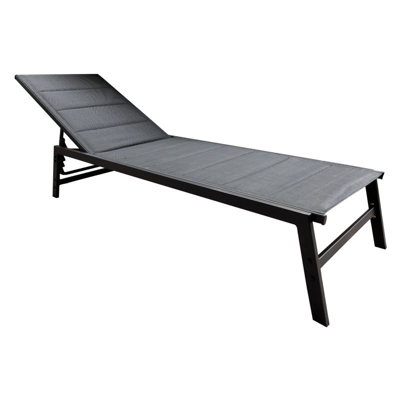 Polohovacie záhradné lehátko, čierne, kov, látka