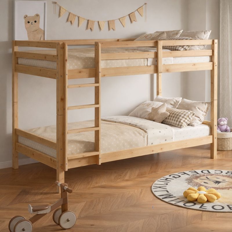 Poschodová posteľ 90x200 z masívneho dreva, prírodná
