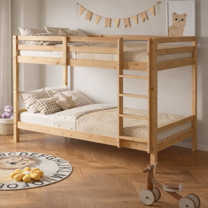 Poschodová posteľ 90x200 z masívneho dreva, prírodná