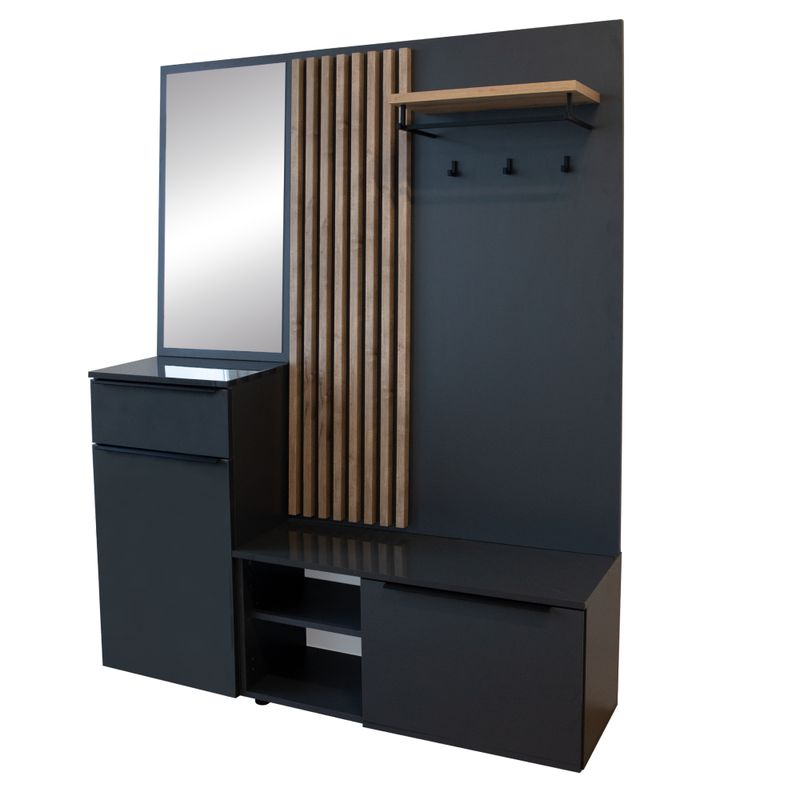 Predsieňová zostava, antracit lesk HG, dub artisan