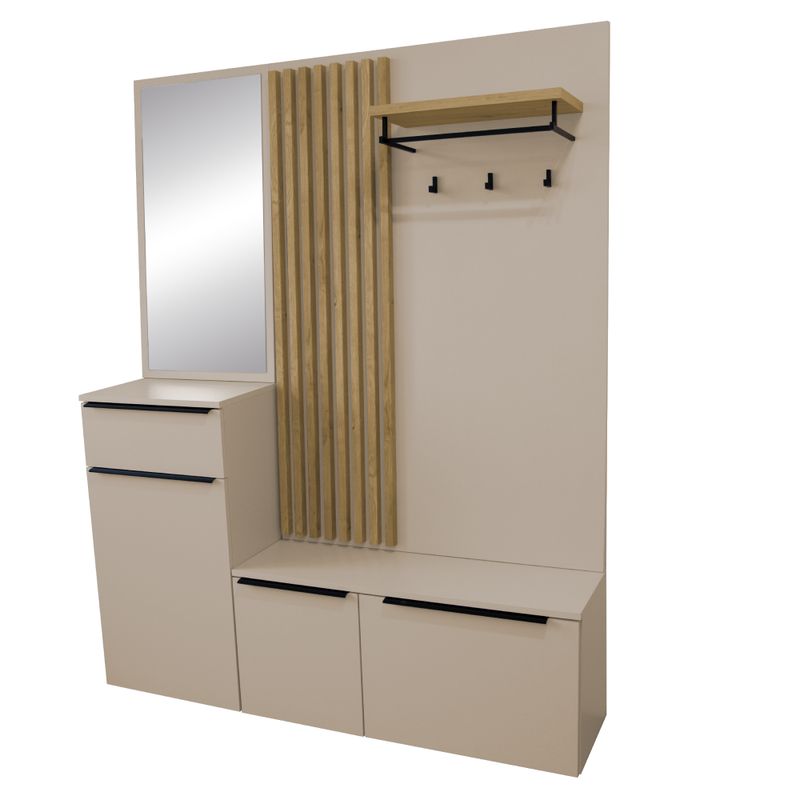 Predsieňová zostava 150 cm, kašmír matná, dub artisan