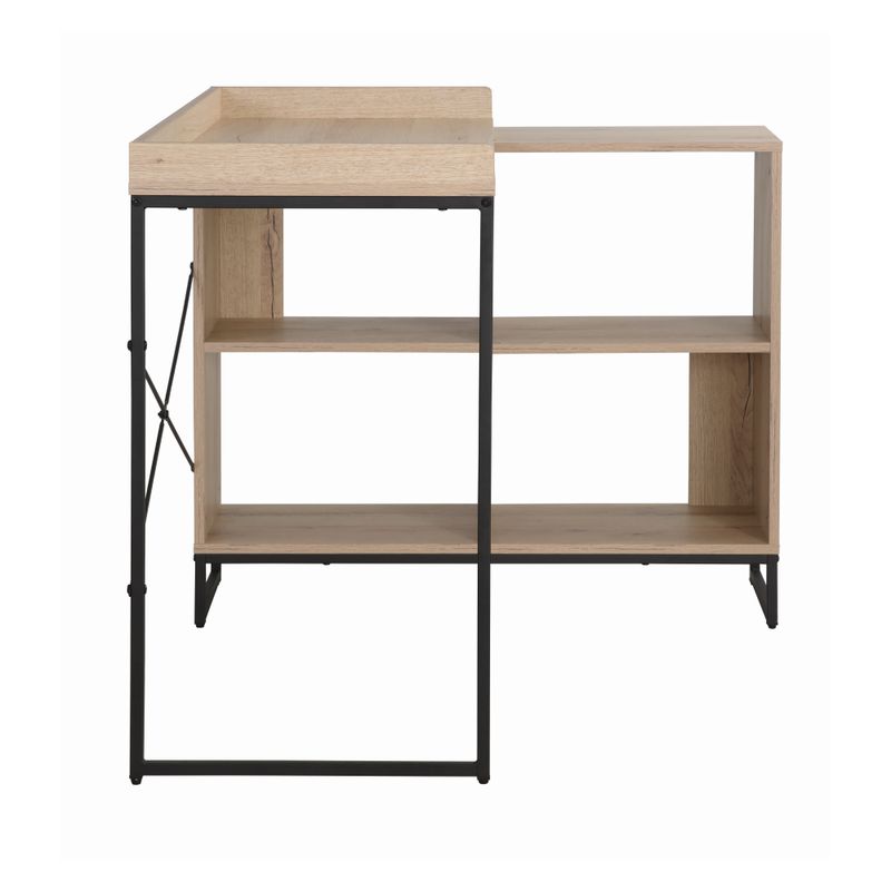 Štýlový rohový pracovný stôl, dub, čierny