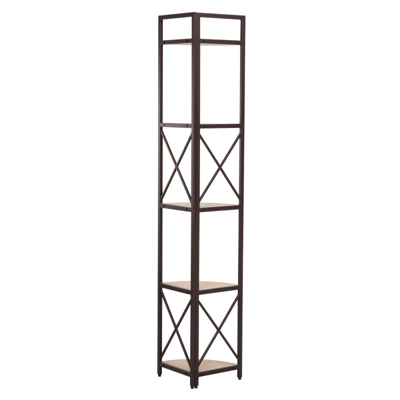 Rohový regál s policami, dub, čierny