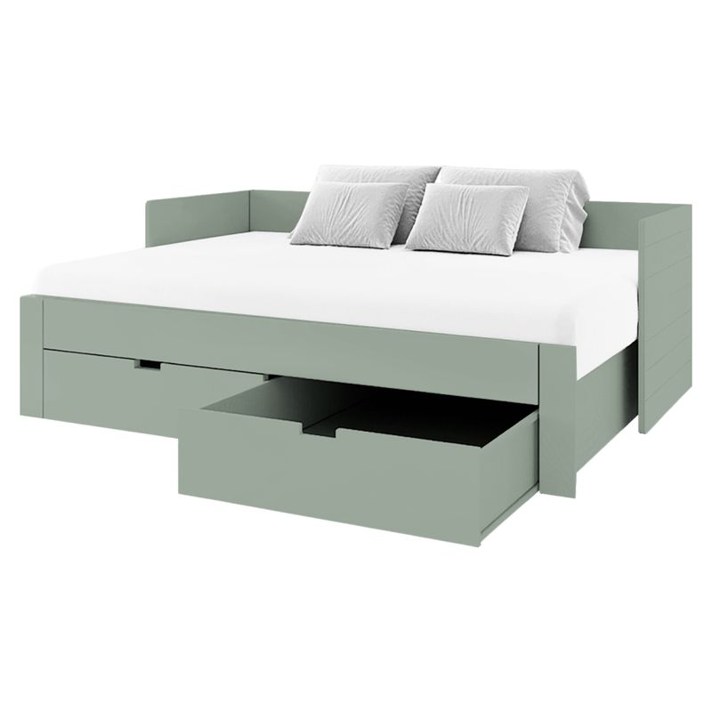 Rozkladacia posteľ 90-180x200 s roštom, sivozelená