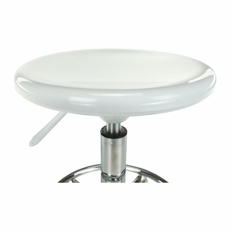 Stolička-taburet, biely plast, chróm