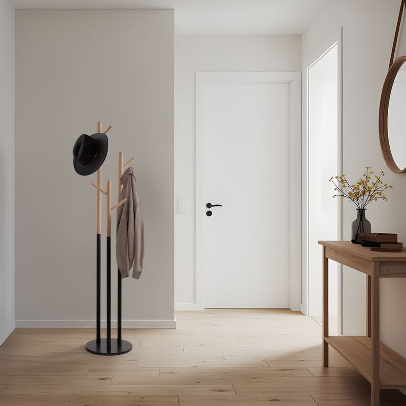 Stojanový vešiak 171 cm, čierny, prírodný