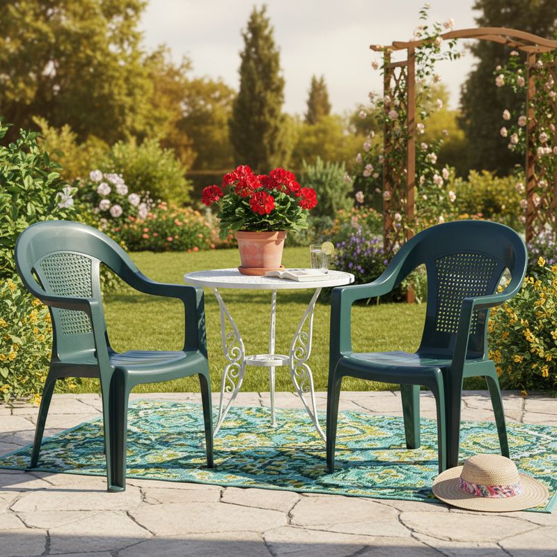 Praktické záhradné stohovateľné kreslo plastové, zelené