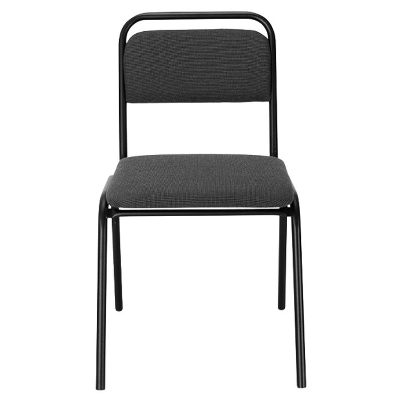 Zasadacia stolička stohovateľná, sivá látka, čierny kov