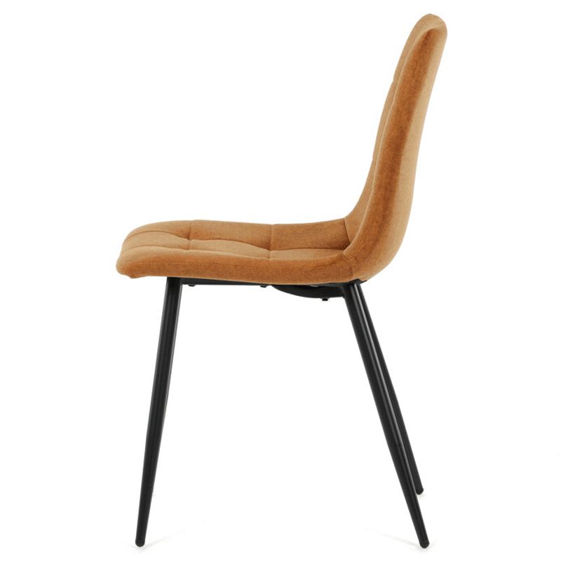 Čalúnená jedálenská stolička, žltá látka, čierny kov