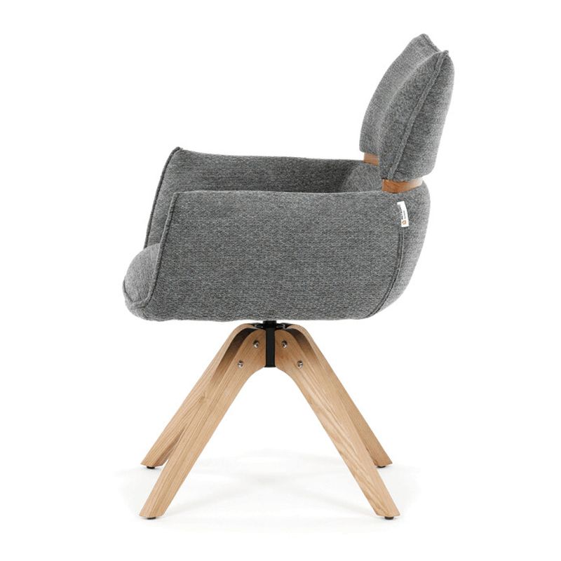 Elegantná jedálenská stolička sivá látka, 360° vratný mechanizmus, masív jaseň