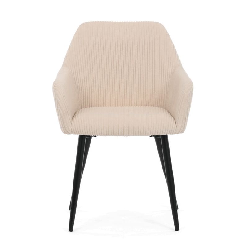 Jedálenská stolička krémová s menčestrovou látkou a čiernymi kovovými nohami