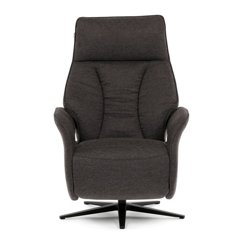 Luxusné elektrické relaxačné kreslo, hnedá látka, s otočnou funkciou