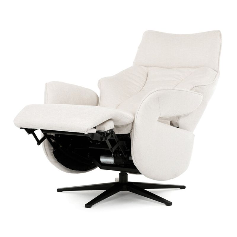 Luxusné elektrické relaxačné kreslo, krémová látka, s otočnou funkciou