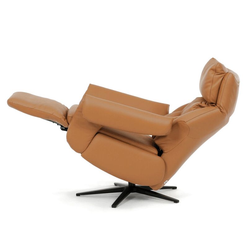 Luxusné béžové kožené relaxačné kreslo s elektrickým polohovaním