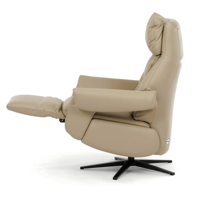 Luxusné krémové kožené relaxačné kreslo s elektrickým polohovaním