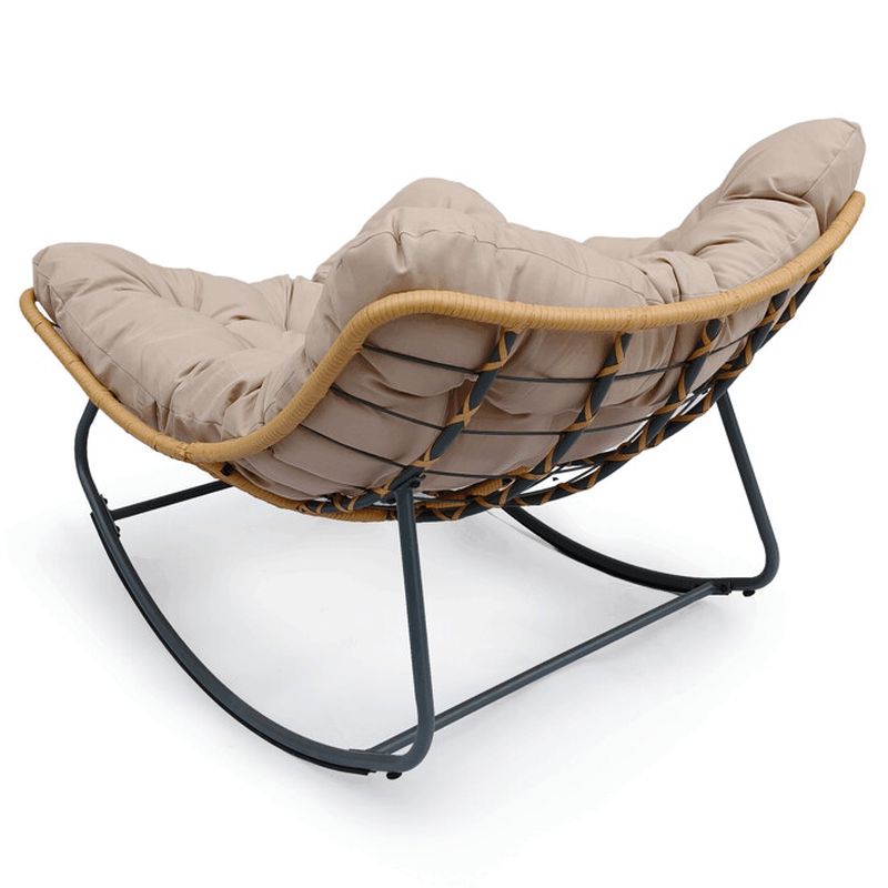 Záhradné hojdacie kreslo krémové z kovu a polyratanu