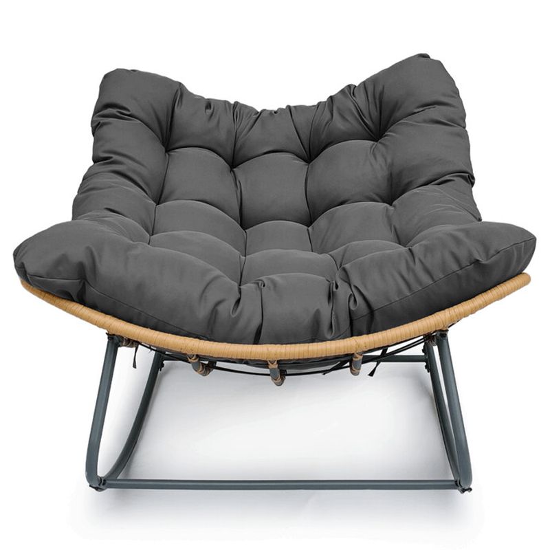 Záhradné hojdacie kreslo sivé z kovu a polyratanu