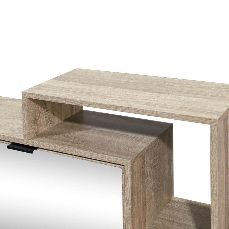 Výklopný dvojradový botník, 80cm, so zrkadlom, dub sonoma