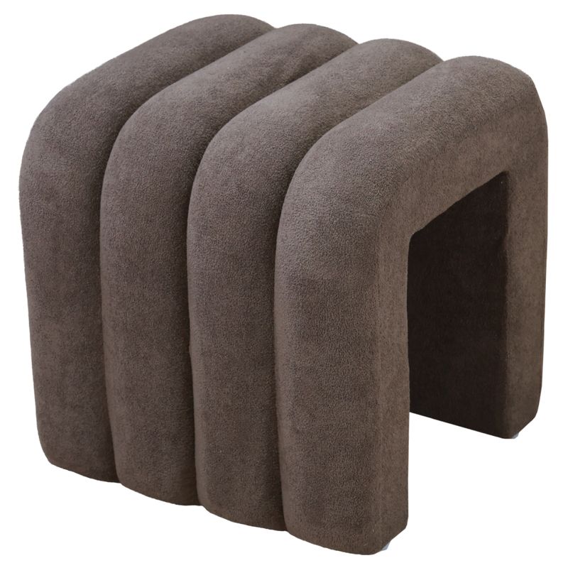 Moderný dizajnový taburet, 40 cm, hnedá látka