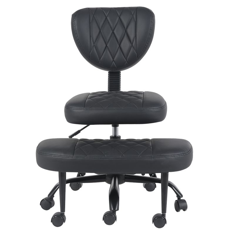 Ergonomická kľakačka, čierna ekokoža, čierny kov