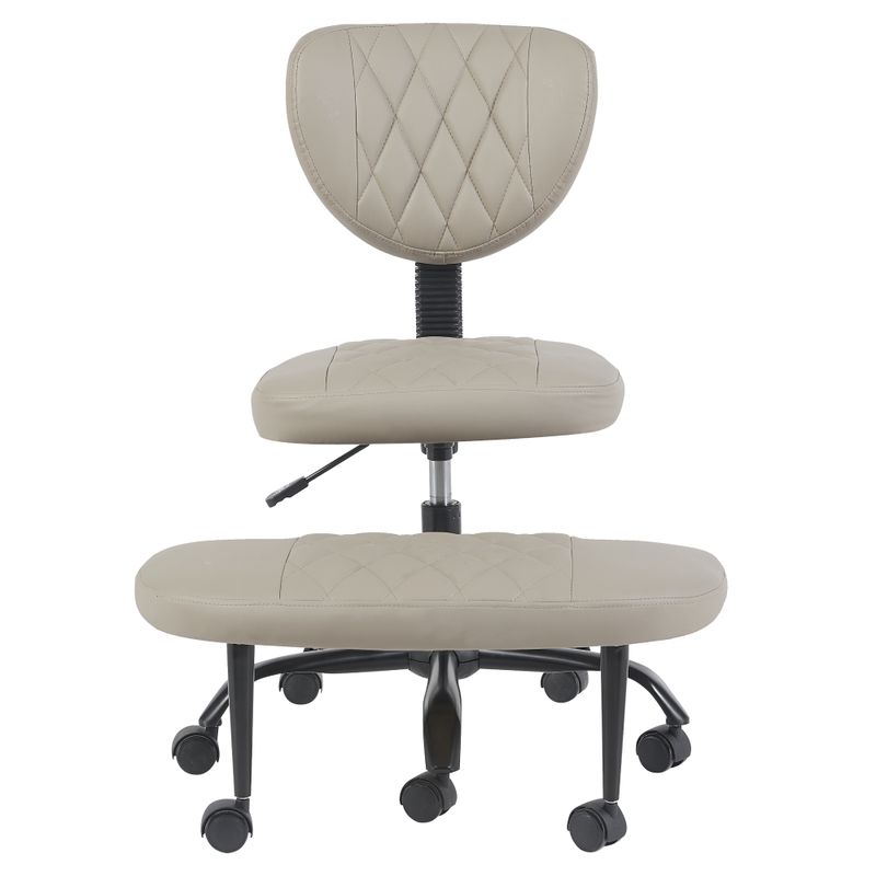 Ergonomická kľakačka, sivohnedá Taupe ekokoža, čierny kov