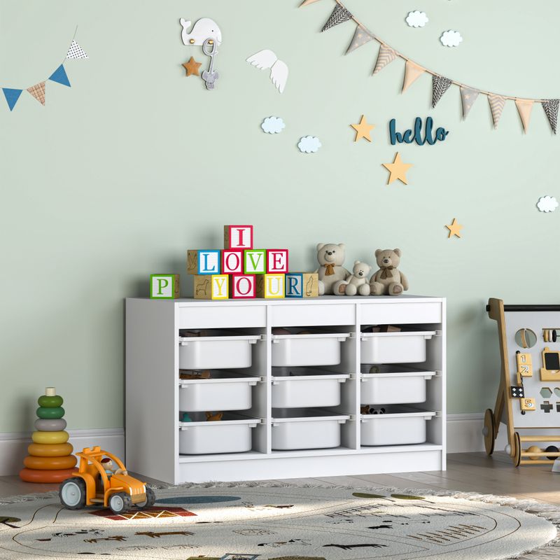 Organizér s úložnými boxami z MDF biely