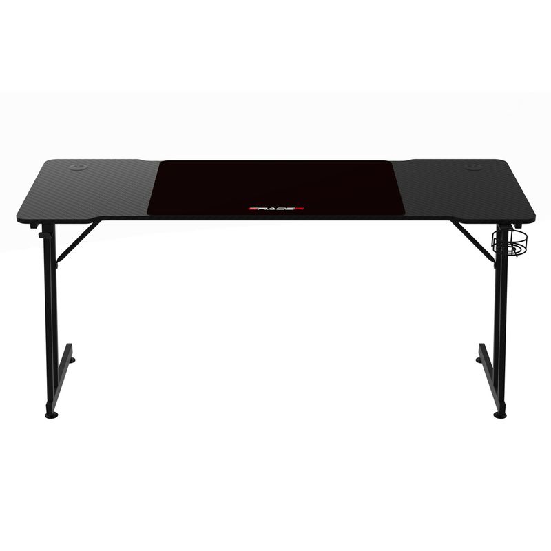 Moderný herný stôl 160x60, čierny carbon s kovovou podnožou