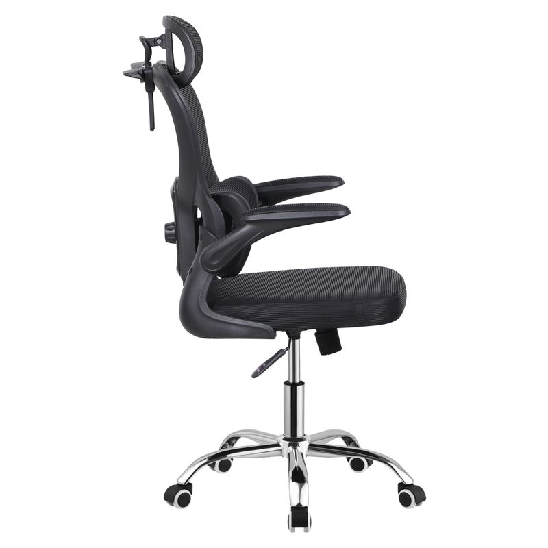 Ergonomické kancelárske kreslo v čiernej sieťovine, podstava chróm