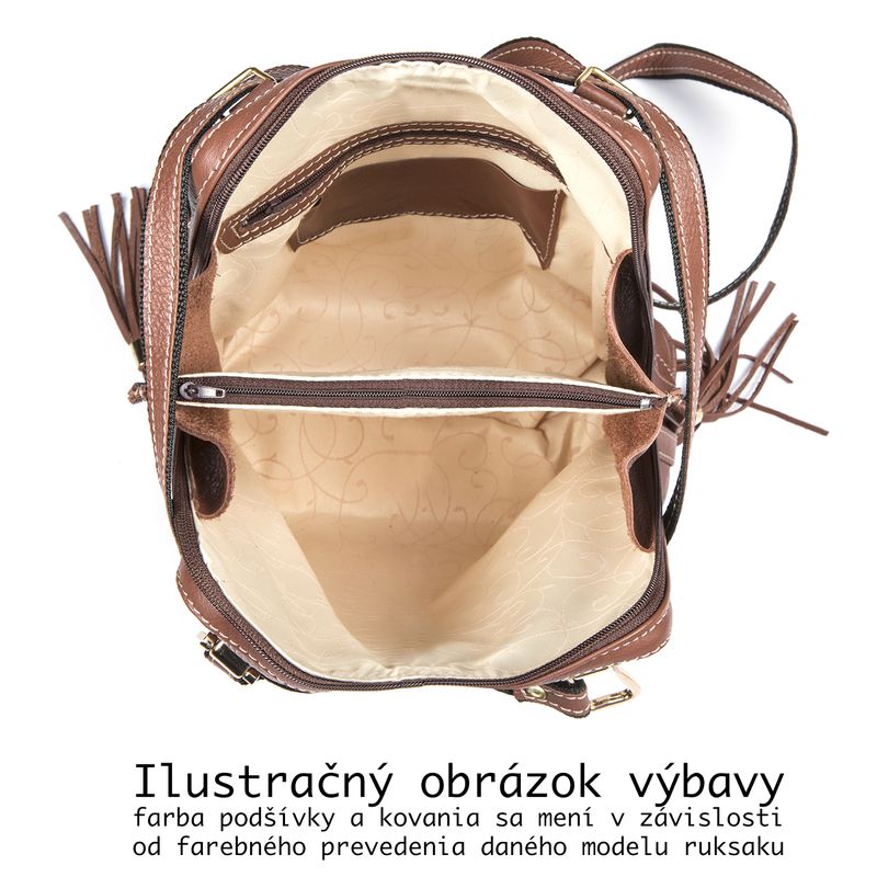 Luxusný kožený ruksak z pravej hovädzej kože, krémová farba