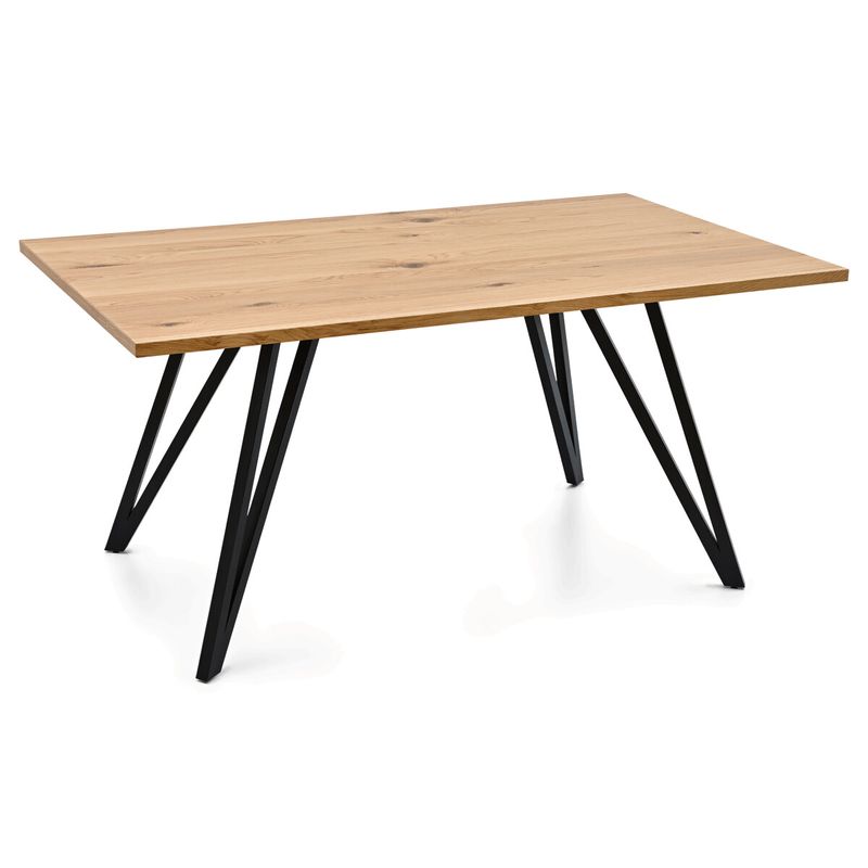 Jedálenský set so 4 stoličkami, 160x90cm, krémová látka, masív dub