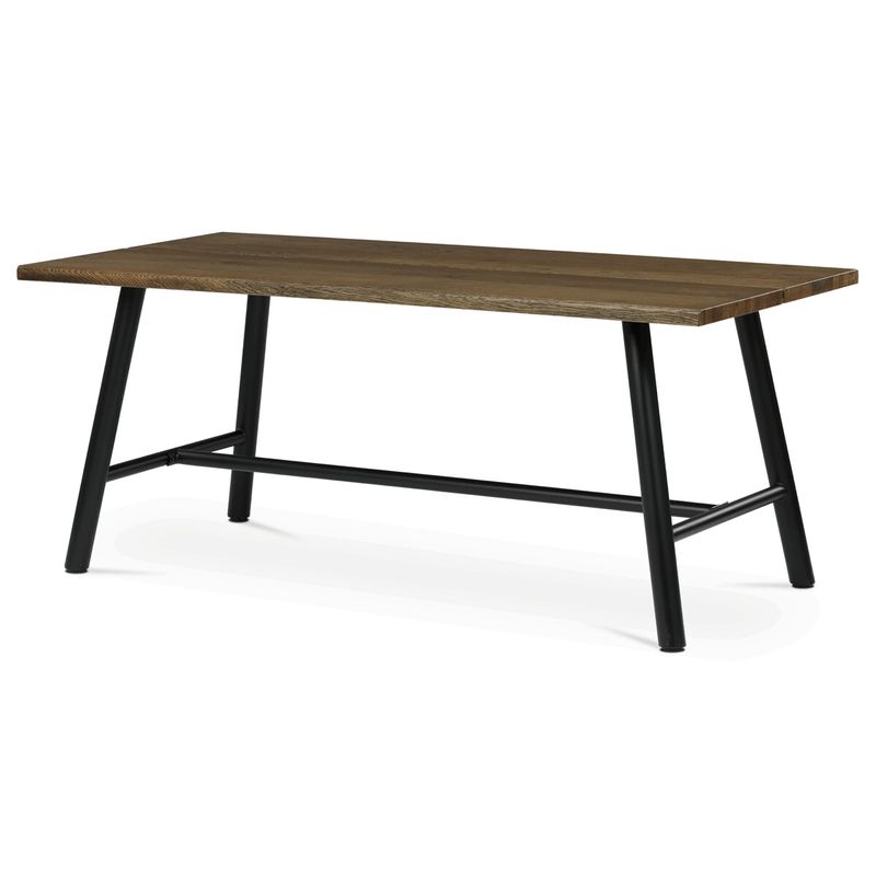 Jedálenský set so 4 stoličkami, 180x90cm, sivá látka, dýha orech