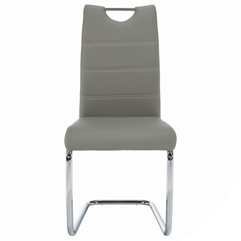 Moderná jedálenská stolička svetlosivá, svetlé šitie