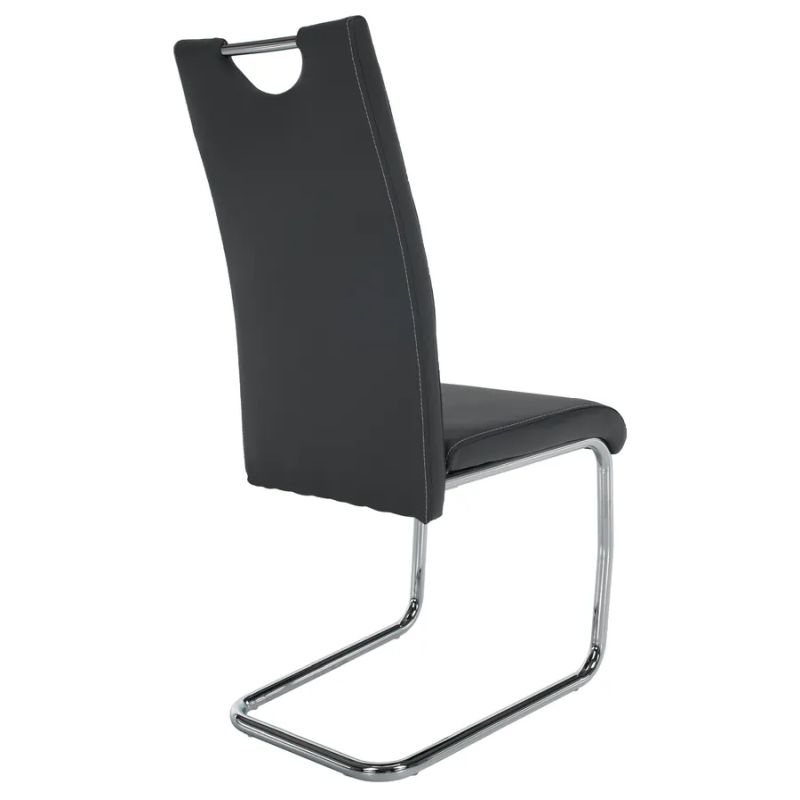 Moderná jedálenská stolička tmavosivá, svetlé šitie